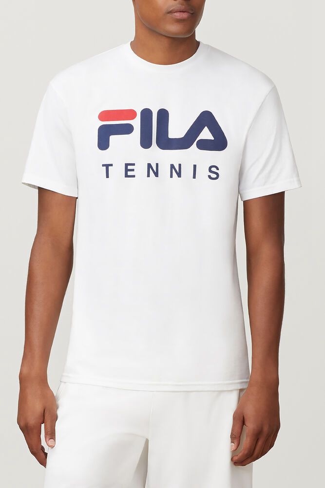 Fila T-Shirt Tennis Mens White - India OTQ-854167